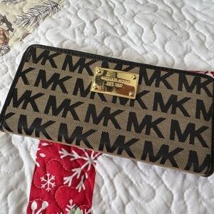 Michael Kors Tan and Black Logo Wallet